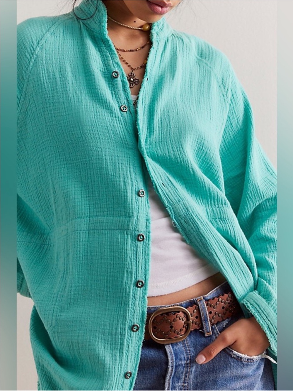 We the free free people cascadan lulworth cotton oversized button down